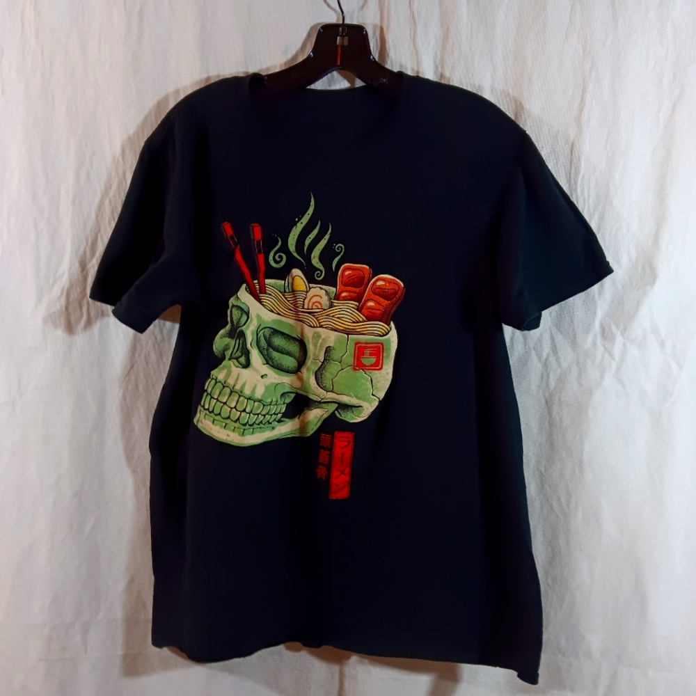 Black Matter Mens Large Ramen Skull Graphic Black T-Shirt Tee Vincent Trinidad